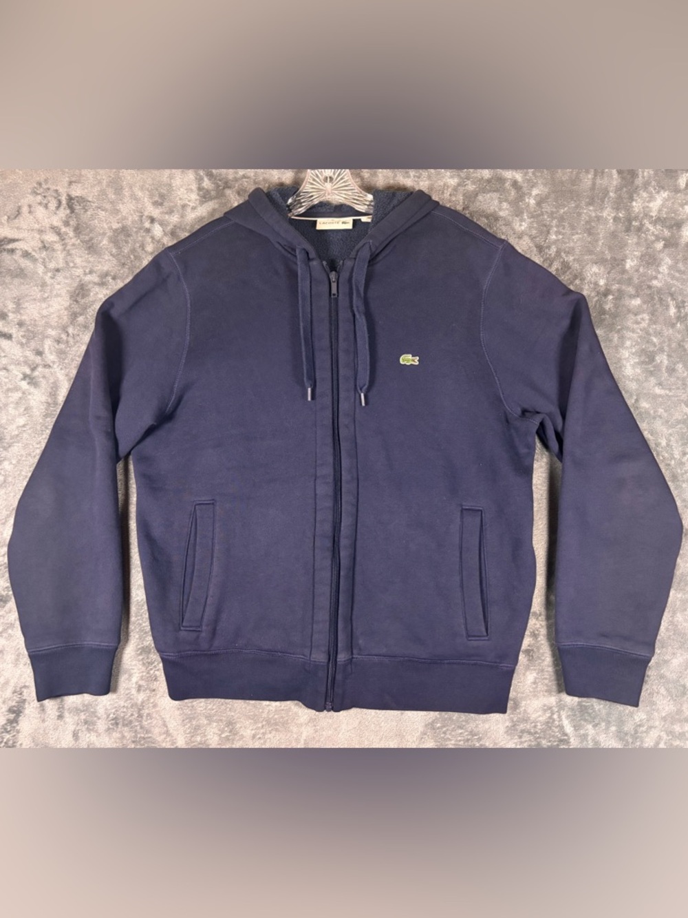 Lacoste Full Zip Hoodie Men's Size Large Blue‎ Heavy Weight FR Size 5